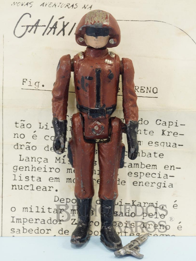 Brinquedo antigo Tenente Kreno Série Novas Aventuras na Galáxia Guerra nas Estrelas Star Wars completo com Folheto de Apresentação e Arma Ano 1983