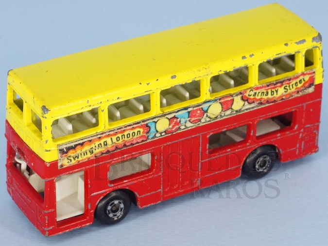 Brinquedo antigo The Londoner Superfast amarelo e vermelho Swinging London Label Brazilian Matchbox Inbrima 1970