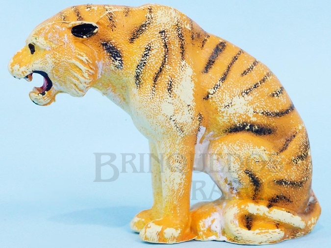 Brinquedo antigo Tigre Sentado Zoo Série Década de 1970