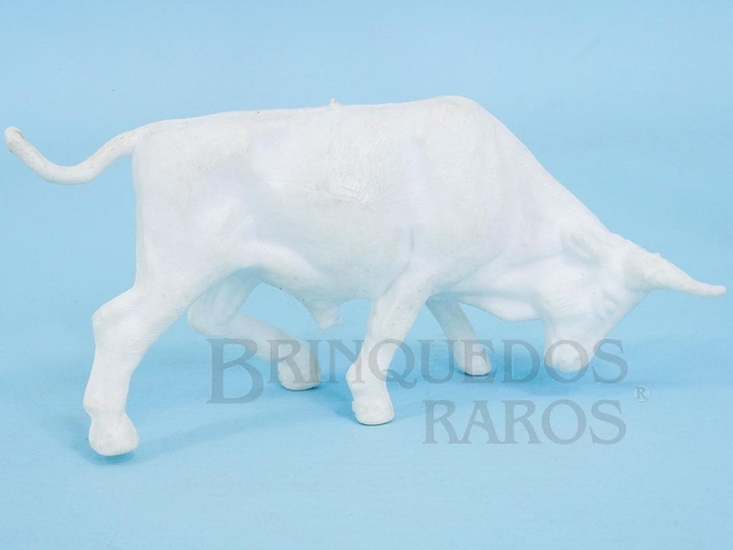Brinquedo antigo Touro de plástico branco Fazenda Chaparral Década de 1970 
