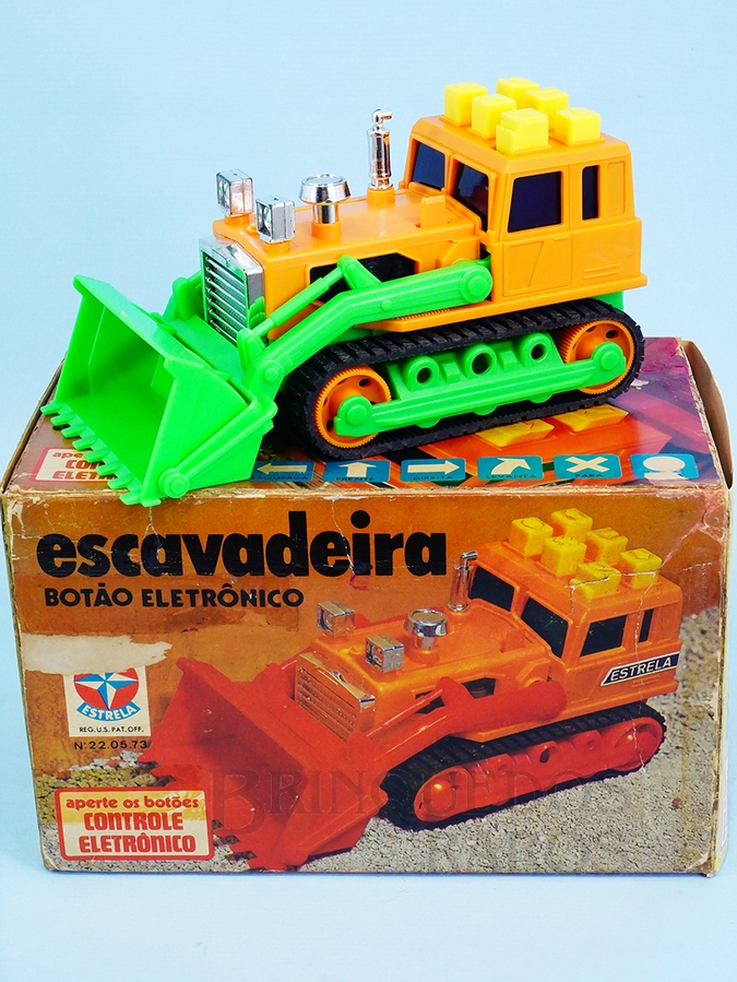 Brinquedo antigo Trator Escavadeira Série Botões Eletrônicos Ano 1978