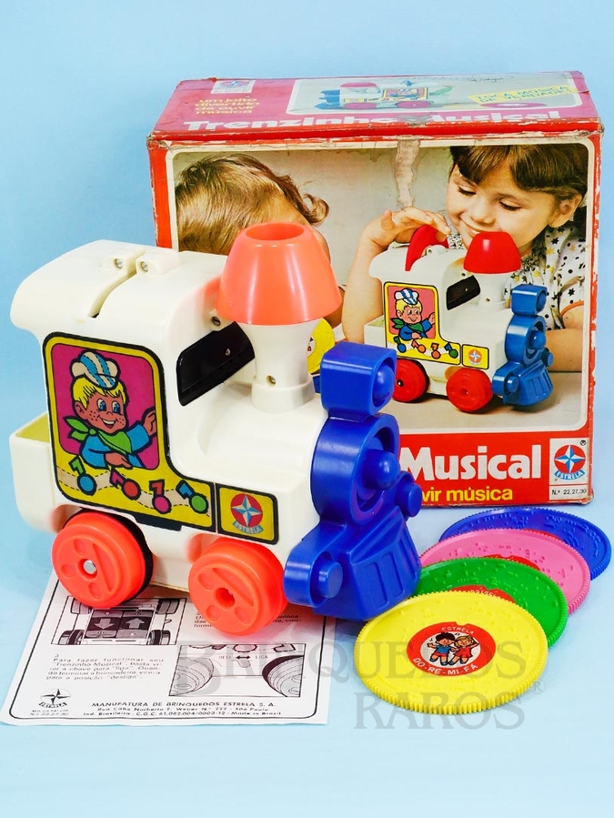 Brinquedo antigo Trenzinho Musical completo com 4 Discos e Manual de Instrução Ano 1976