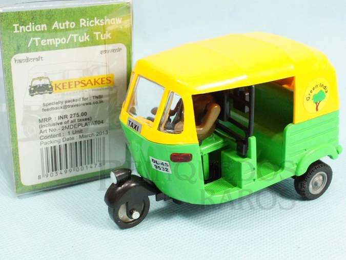 Brinquedo antigo Triciclo Taxi Indiano Indian Auto Rickshaw Década de 2000