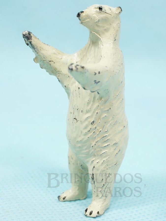 Brinquedo antigo Urso branco de pé Zoo Série Década de 1950