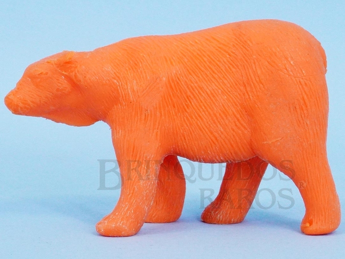 Brinquedo antigo Urso de plástico laranja Série Zoológico Década de 1970