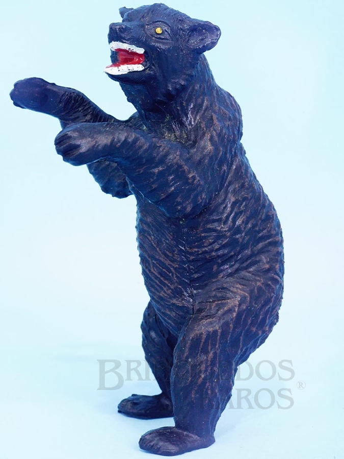 Brinquedo antigo Urso negro de pé Série Zoológico Reedição Década de 1990