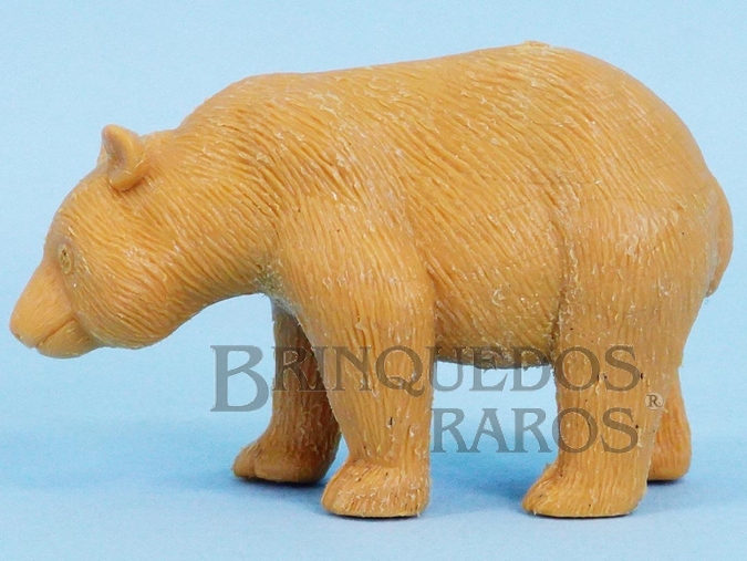 Brinquedo antigo Urso Panda de plástico bege Série Zoológico Década de 1970
