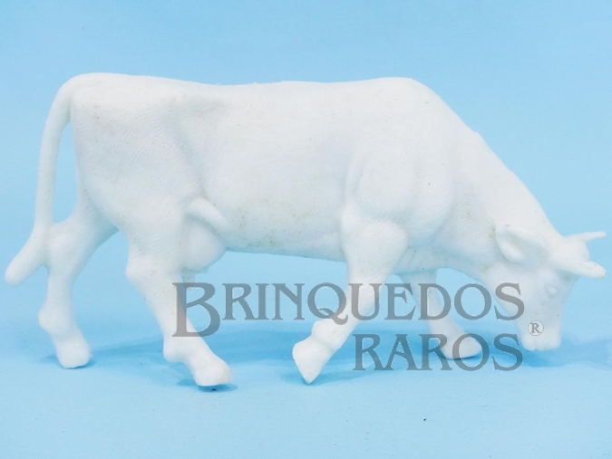 Brinquedo antigo Vaca de plastico branco Fazenda Chaparral Década de 1970