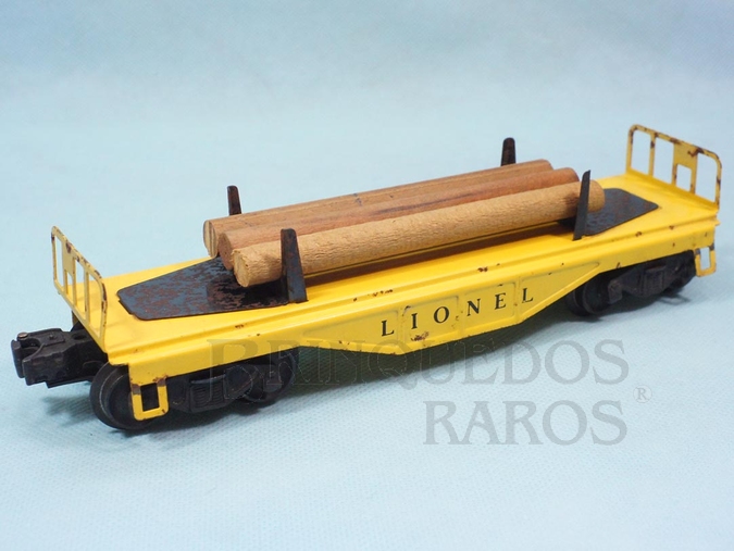 Brinquedo antigo Vagão Prancha com Toras 6111 Flat Car with Logs Ano 1955