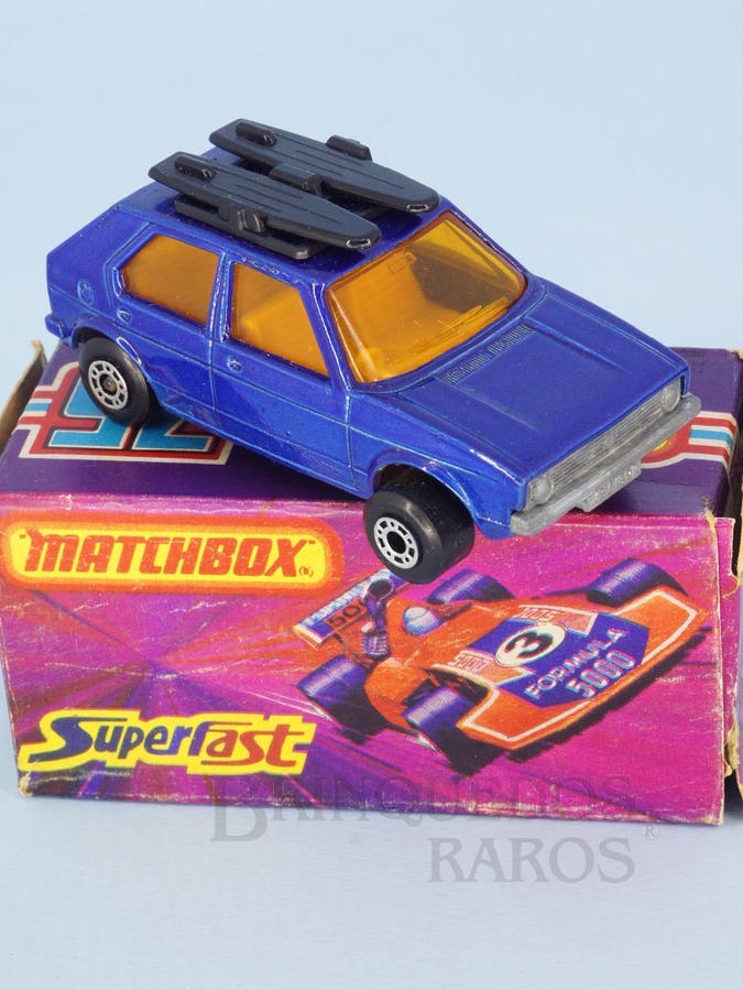 Brinquedo antigo Volkswagen Golf Superfast azul escuro Brazilian Matchbox Inbrima 1970