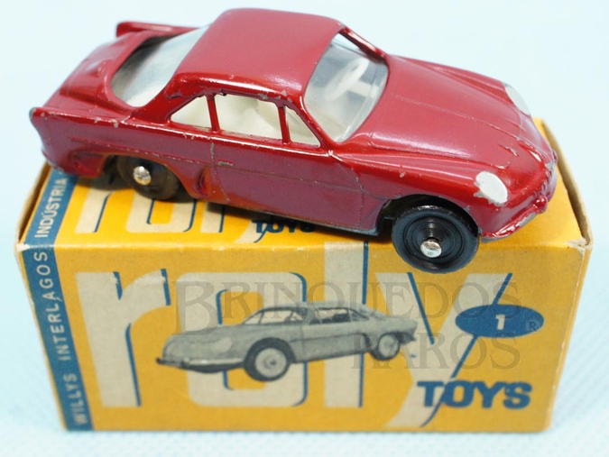 Brinquedo antigo Willys Interlagos Berlineta com 7,00 cm de comprimento Vermelha Década de 1960
