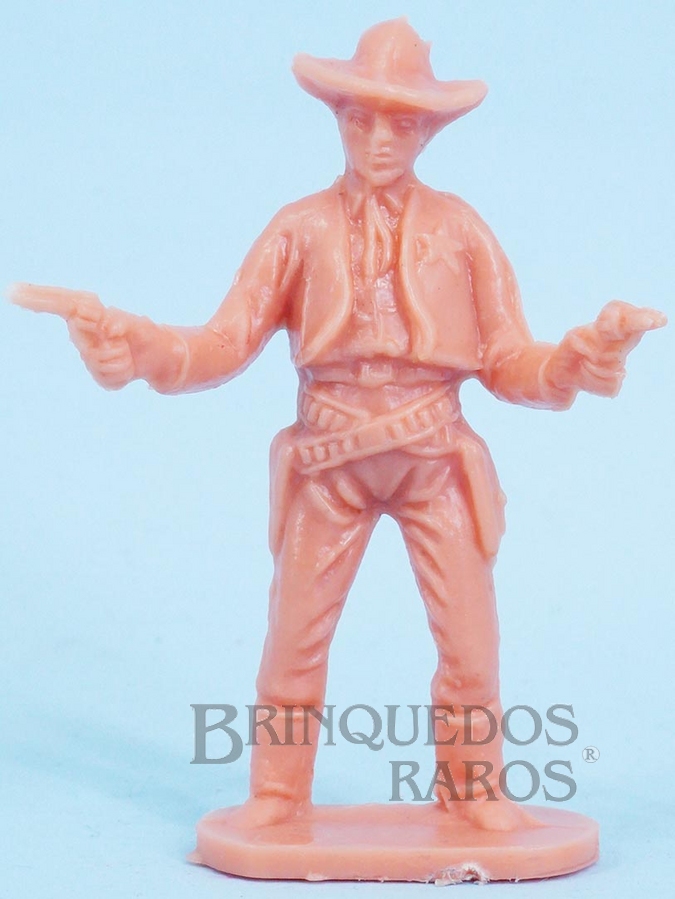 Brinquedo antigo Xerife de pé com dois revolveres Semelhante a Figura Gulliver Década de 1990