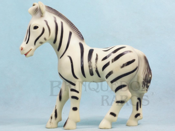 Brinquedo antigo Zebra com 18,00 cm de comprimento Década de 1970