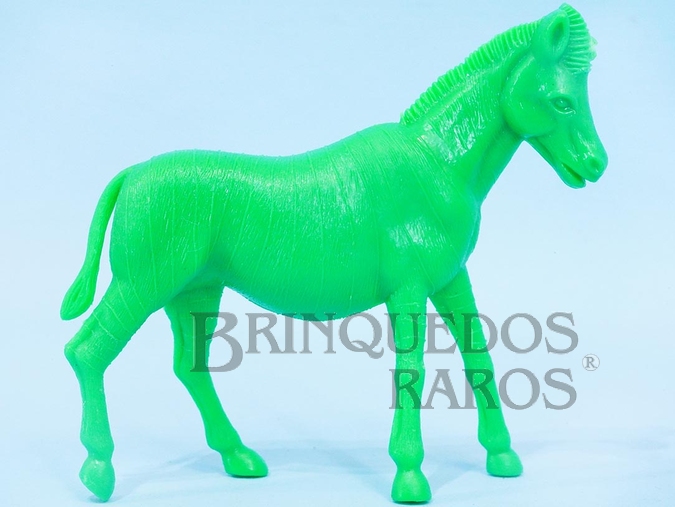 Brinquedo antigo Zebra de plástico verde Série Zoológico década de 1970